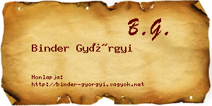 Binder Györgyi névjegykártya